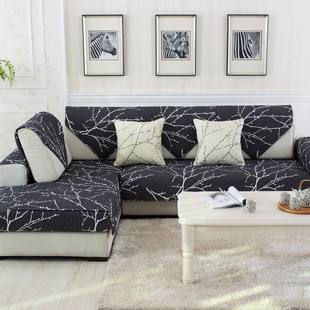 沙发垫布艺简约现代客厅四季通用纯棉防滑黑色深色组合套装黑
