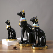 高级感雕像装饰品办公室工艺品招财复古法老黑猫雕塑埃及猫咪摆件