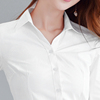 竖条纹长袖白衬衫女v领打底衬衣宽松暗纹，短袖职业修身斜纹工作服