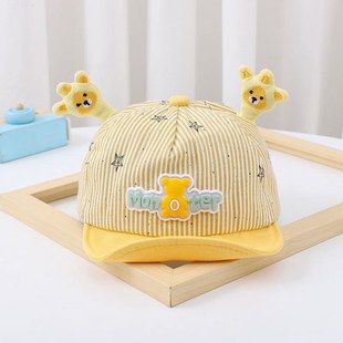 婴儿帽子3-6-9个月夏季网帽1-2岁宝宝网格，透气遮阳帽夏天男女童潮