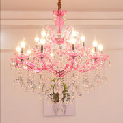 欧式儿童房卧室吊灯女孩公主温馨粉色水晶灯简约创意客厅咖啡厅灯