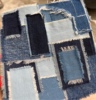 工厂剩余牛仔布料做旧毛边面料再造拼接百家布设计(布设计)学院用布蓝色系