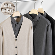 假两件毛衣男商务衬衫，领秋冬季开衫外套，加厚保暖打底衫高级感