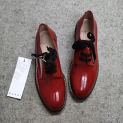 德国采购marni红色漆皮女士，中性圆头系带平底单皮鞋(单皮鞋)德比鞋