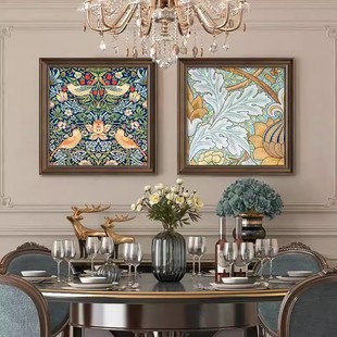 饭厅复古大芬村油画，美式餐厅装饰画欧式客厅沙发，背景墙挂画高级感