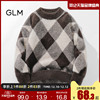 森马集团品牌glm秋冬季羊绒衫，男圆领加厚保暖复古菱格针织衫毛衣