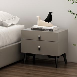 意式轻奢极简小型床头柜皮质收纳储物柜床边柜现代简约卧室小柜子