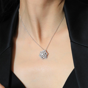 意大利精工s925银镂空玫瑰花，项链女轻奢，高级感锁骨链约46cm5.3g