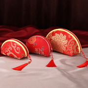 喜糖盒结婚糖盒元宝拉链糖果袋，中式婚礼喜糖袋子糖盒子免折叠包装