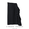 绒暖斯特〓绒+〓特 黑色侧边拉链荷叶摆斜纹坑条羊绒半身裙