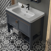 卫生间洗手盆柜组合落地式浴室柜，组合陶瓷一体盆，小户型全铝洗手盘