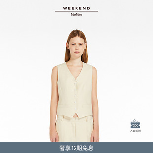 weekendmaxmara2024春夏女装，v领亚麻马甲5151024206