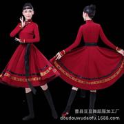 蒙古族舞蹈演出服女内蒙古，大草原民族藏族，广场舞表演服装长裙
