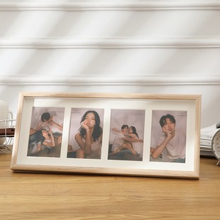 创意组合相框摆台打印加洗照片，中空情侣6寸木质，相架三四连相册框