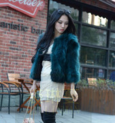 貉子毛女装(毛女装)冬季皮草短款修身韩版皮毛，一体七分袖外套反季
