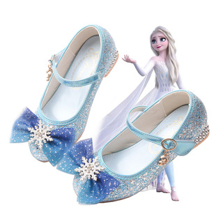 女童高跟鞋春秋冰雪奇缘公主，水晶鞋软底艾莎小女孩皮鞋儿童爱莎鞋