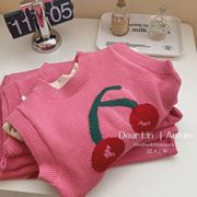 韩国童装女童针织马甲，背心2023秋装小女孩樱桃，洋气外穿春秋款