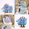 帆船一帆风顺摆件船帆，创意生日蛋糕装饰地中海，情调仿真模型