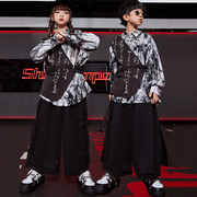 儿童街舞演出服中国风潮服马甲套装男童复古表演女童古风水墨套装