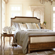 美式实木床双人床1.8米布艺，乡村复古1.5大床橡木主卧别墅家具定制