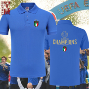 意大利队服欧洲杯夺冠蓝衣军团足球迷，服polo衫，男女短袖t恤半截袖