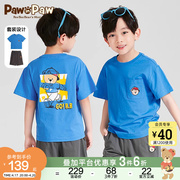 pawinpaw卡通小熊童装，夏季男童儿童针织t恤撞色套装舒适