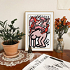 凯斯·哈林涂鸦抽象装饰画现代简约卡通创意有框客厅卧室玄关挂画