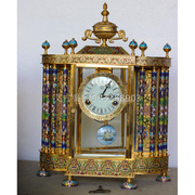 钟表座钟仿古古典欧式机械珐琅彩，景泰蓝镀金钟表花色