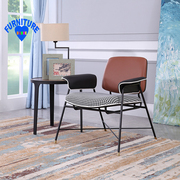 北欧设计师单人书房个性，沙发椅轻奢创意网红千鸟，格铁艺扶手休闲椅