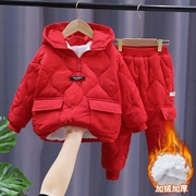 1岁男宝f宝冬装套装1周岁冬季衣服冬天棉衣婴儿加厚3岁男童半