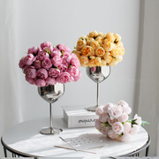 仿真小牡丹花束干花假花摆设家居客厅茶几摆花装饰塑料花花艺摆件