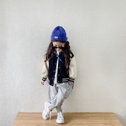 儿童字母棒球服外套，2024春季韩版男女童百搭潮范长袖外套夹克