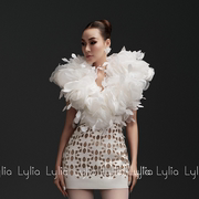 越南小众品牌LYLIA 2024年春季立体花瓣复古镂空超女礼服裙