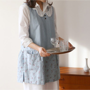 韩国娃娃领棉蕾丝绣花花边碎花，围裙主妇教师，幼儿背心式厨房工作服