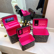 大容量化妆品收纳包化妆包豹纹欧美手提外出便携美容化妆箱居家箱