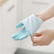 加厚植绒手套家务厨房洗碗清洁洗衣家用干活防水橡胶手套加绒