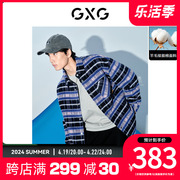 GXG男装 时尚格子短款大衣外套含羊毛休闲 冬季