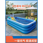 小朋友游泳池加高带滑梯大号儿童小孩子的戏水池家用充气气垫泳池