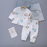 婴儿衣服夏薄款纯棉分体套装新生儿，纽扣两件套0-3宝宝长袖和尚服