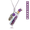 紫晶石许愿瓶玻璃瓶项链香薰瓶吊坠钛钢项链可打开香氛随身飘香
