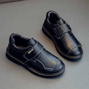 红蜻娗男童黑色皮鞋儿童真皮演出鞋英伦风小学生搭配西装表演鞋子