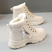 马丁靴女潮2024冬季英伦学生厚底加绒棉鞋增高街拍女鞋