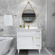 北欧浴室柜组合圆镜实木落地美式卫浴洗手池卫生间洗漱台洗脸面盆