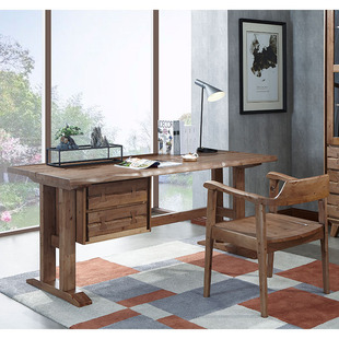 柏家居中式实木办公桌电脑台式桌家用写字台柏木书桌办公室老板桌