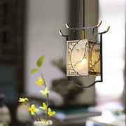 新中式珐琅彩单头吊灯中国风，禅奢华创意，廊过道玄关庭院复古铜吊灯