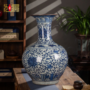 景德镇陶瓷器青花瓷花瓶新中式，仿古瓷瓶客厅，摆件装饰复古落地大号