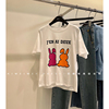 「23春夏」设计师款 小兔子卡通图案 100%棉 百搭圆领短袖T恤