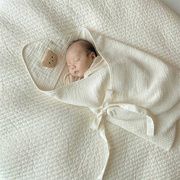 刺绣小熊新生婴儿抱被春秋，夏季薄款产房，纯棉包裹巾宝宝初生用品