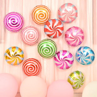 卡通气球18寸圆形棒棒糖，铝膜气球生日派对宝宝周岁，布置装饰用品
