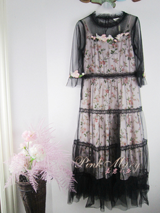pinkmary粉红玛琍粉红玛丽钉珠，刺绣两件套连衣裙pmahs5537标齐